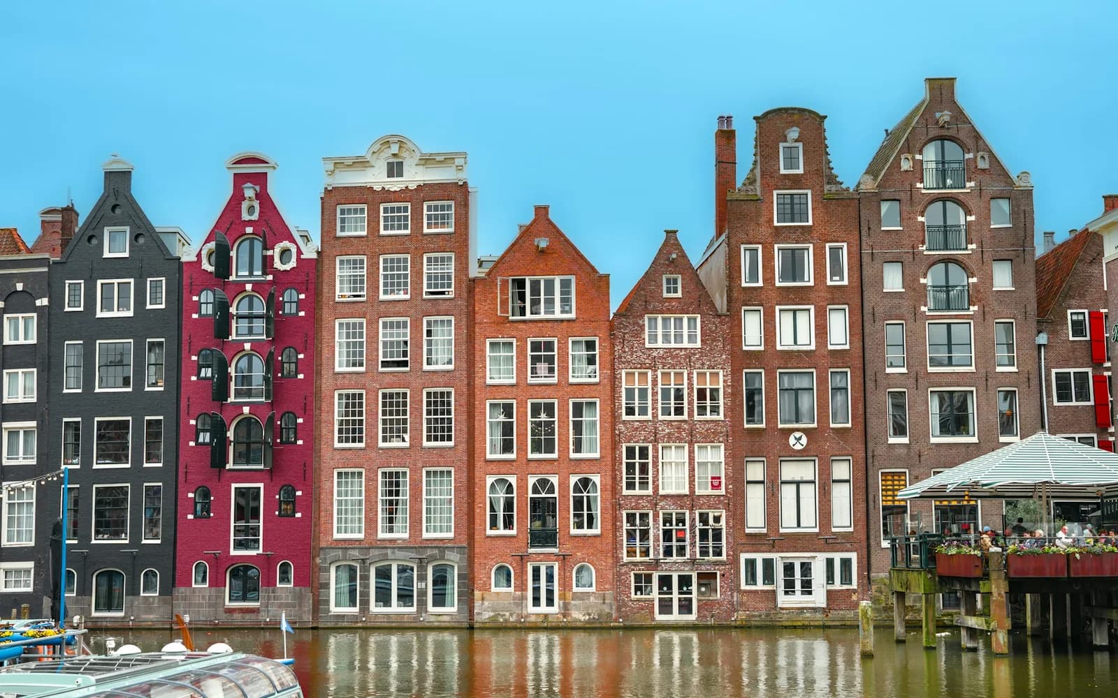 The Amsterdam skyline in clear daytime light